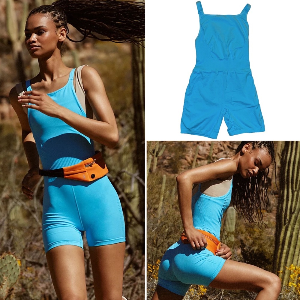 Free People Blue Jumpsuit with Orange Accents